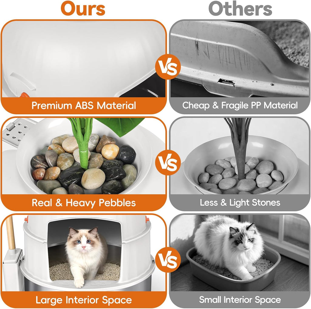 Hidden Plant Litter Box with Scoop, Stainless Steel Litter Box Plant, Beige