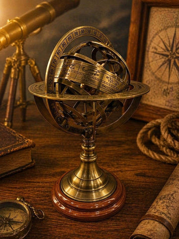 Brass Armillary Sphere Globe Vintage Astronomy Desk Decor