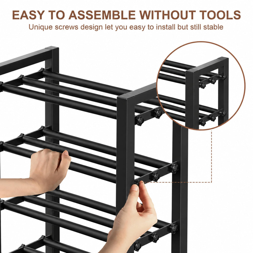 Expandable Shoe Rack, Heavy Duty Metal Shoe Organizer for Closet