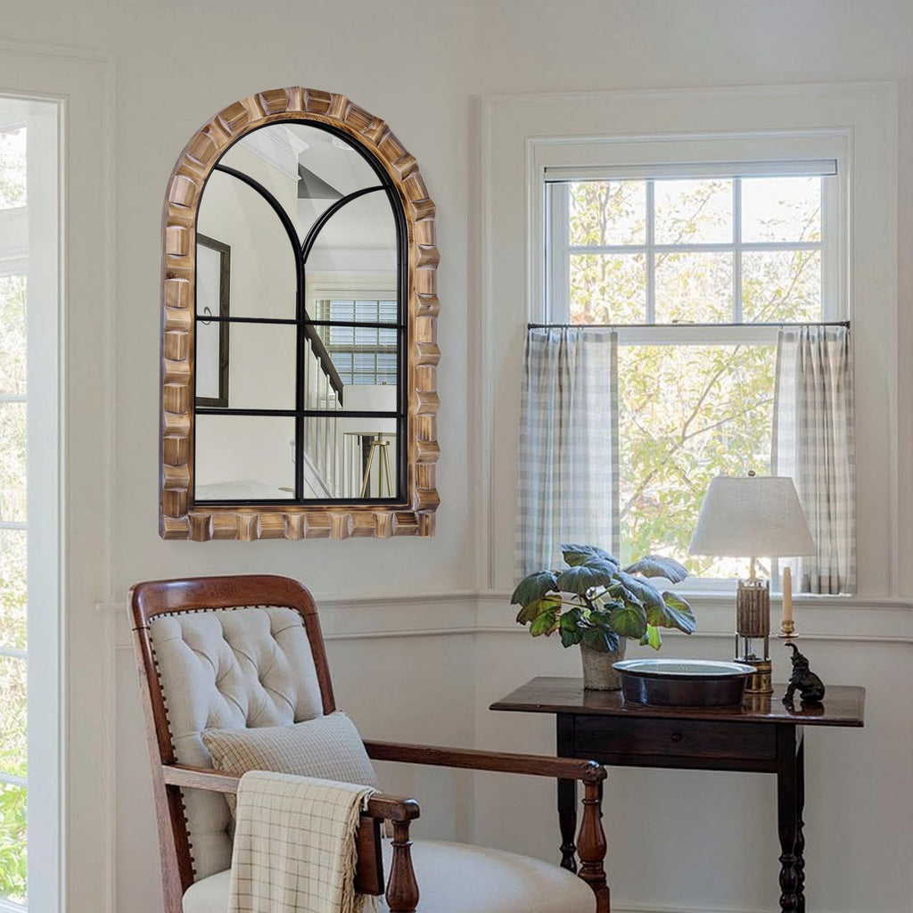 36x24 Inch Arched Window Pane Wall Mirror