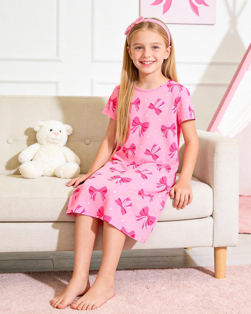 2Pcs Girls Nightgowns Kids Pajamas Princess Nightgown Dress Sleepwear for Toddler Little Girls Nightdress