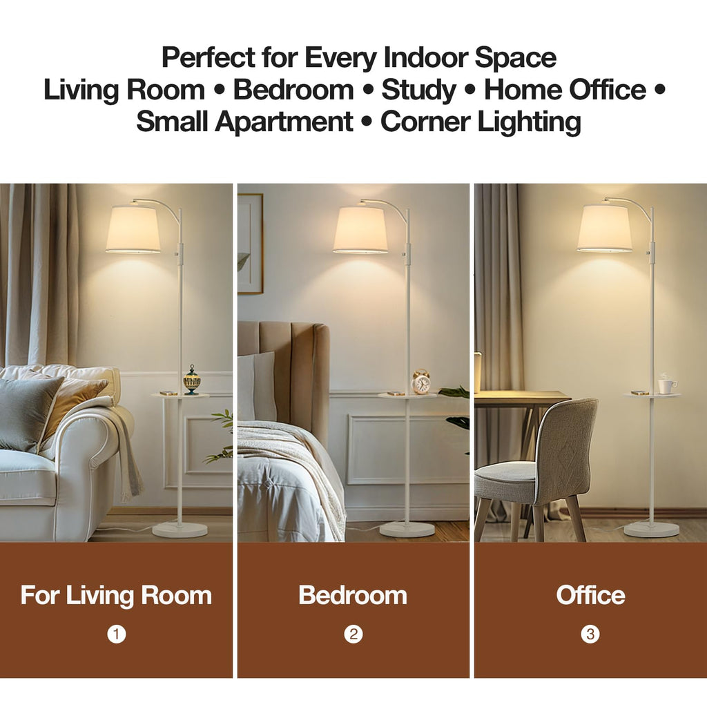 Smart Floor Lamp with Side Table, Alexa & Google Assistant