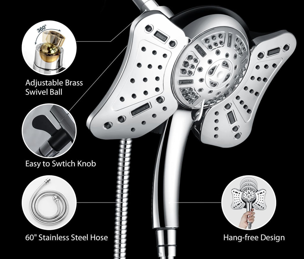2.5GPM Shower Head with Handheld Spray Combo: 2 in 1 Rainfall Shower Heads high pressure & Handheld Shower Head