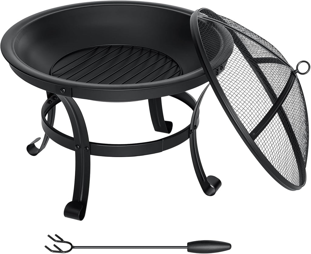 22 inch Fire Pit for Outside Outdoor Wood Burning Small Bonfire Pit Steel Firepit Bowl