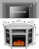 47 Inch Corner Fireplace TV Stand for TVs up to 55 Inches, Rustic Media Entertainment Center with 18 Inch Electric Fireplace and Adjustable Shelves, Grey