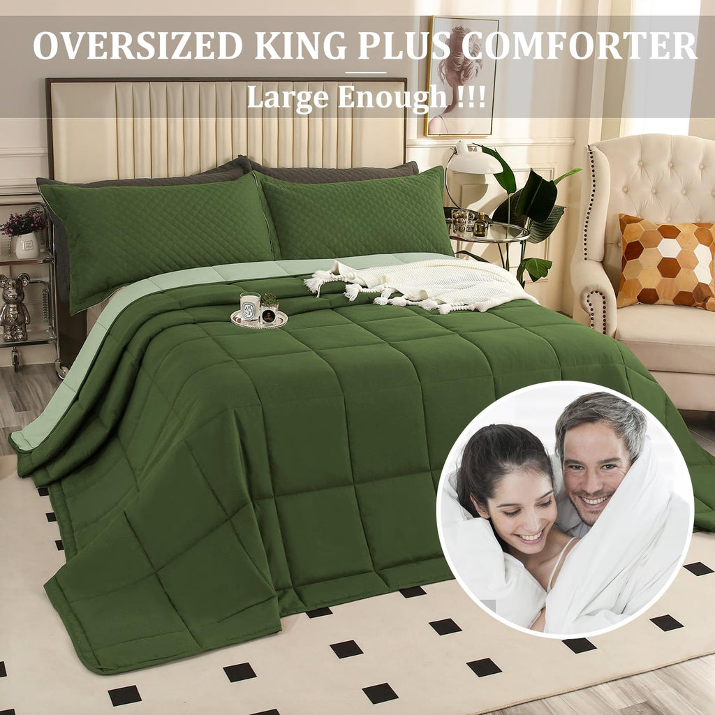 Oversized King Plus Comforter, 128x120 Extra Large King Size Quilts 3 Pieces, Lightweight Reversible All Season Down