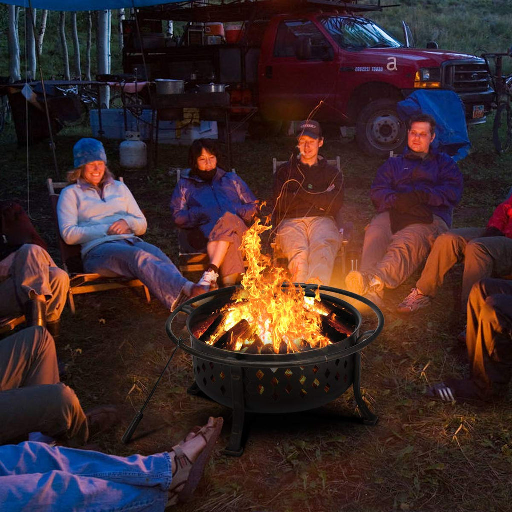 36 Inch Fire Pits for Outside Outdoor Wood Burning Firepit with BBQ Grate Large Heavy Duty Steel Firepit Bowl Bonfire
