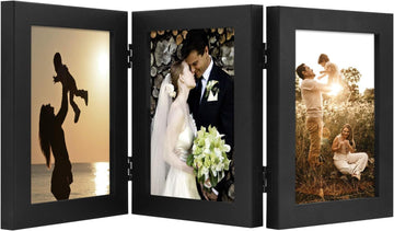 5x7 Triple Picture Frame Black- Real Glass, 1 Pack