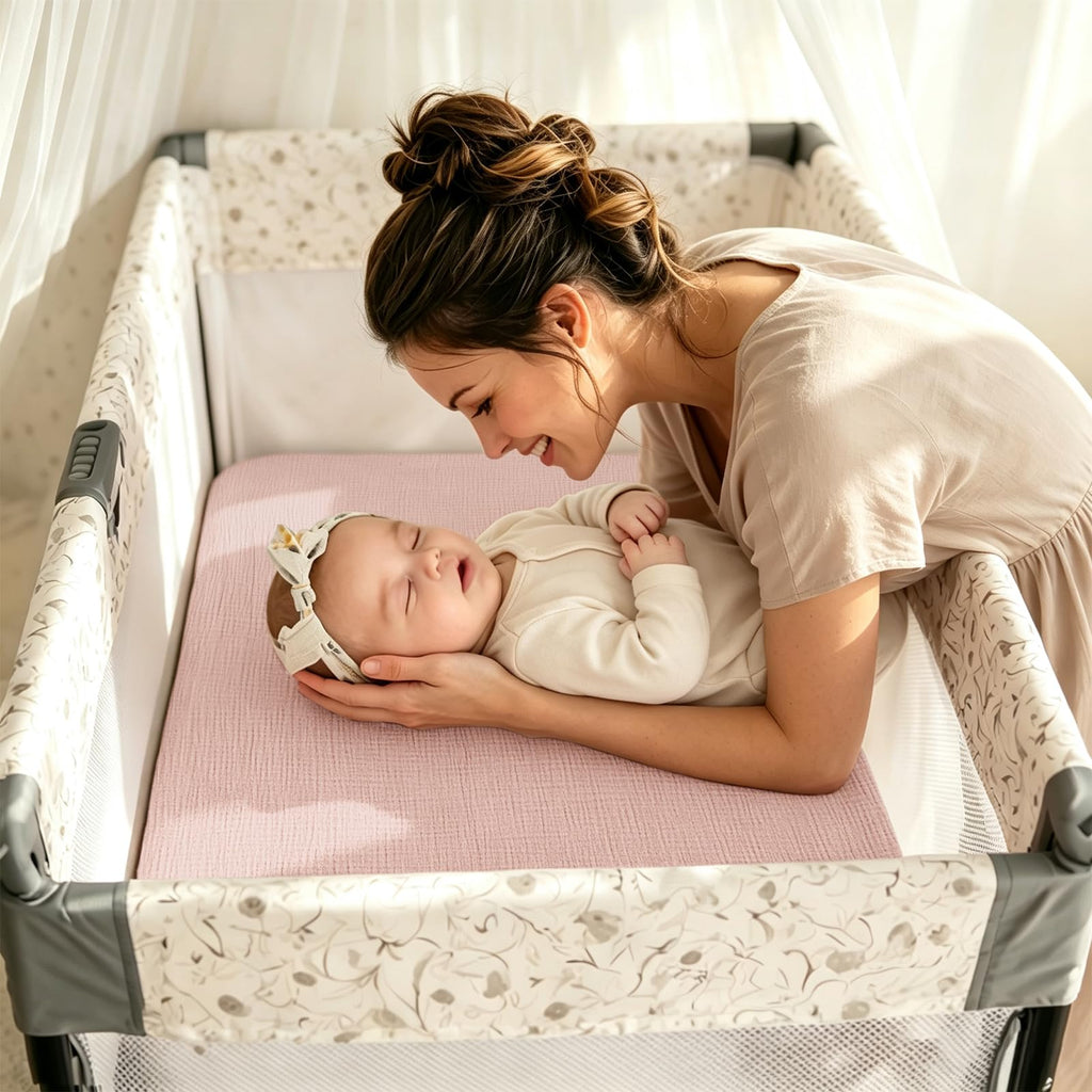 Muslin Mini Crib Sheets: Pack and Play Sheets 38" x 26"