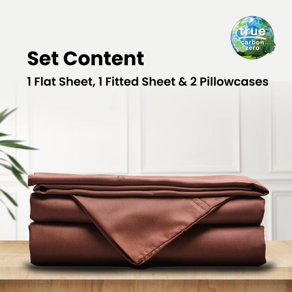 Certified 100% Tencel Eucalyptus California King Lyocell Sheets|4 Piece Set|Sateen Weave|True Carbon Zero|Gentle to