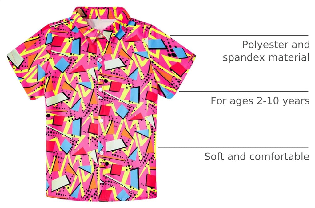 Boys Graphic Button Down Shirts Short Sleeve Hawaiian Top