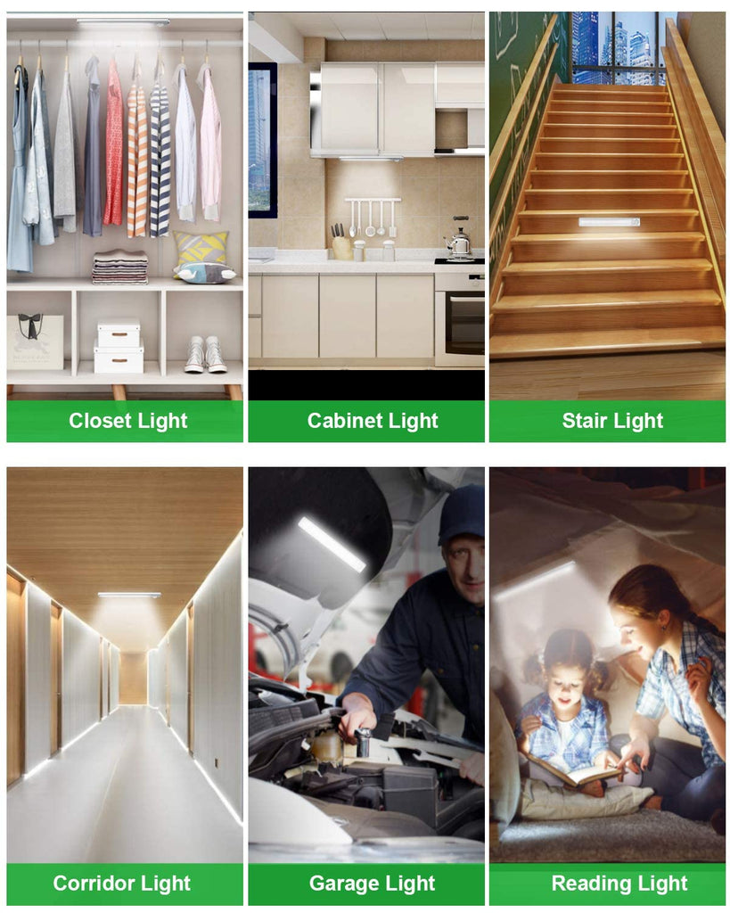 Under Cabinet Lighting, 80 LED Motion Sensor Light Indoor, Rechargeable Closet Light, 3 Color Temps Under Cabinet