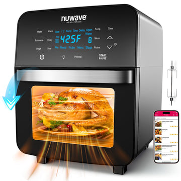 Brio 15.5Qt Air Fryer Toaster Oven & Rotisserie Kit, Powerful 1800W