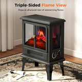 Freestanding Electric Fireplace Stove Heater for Indoor Use, 1500W Space Heater with Realistic Flame Effect and Adjustable Heat