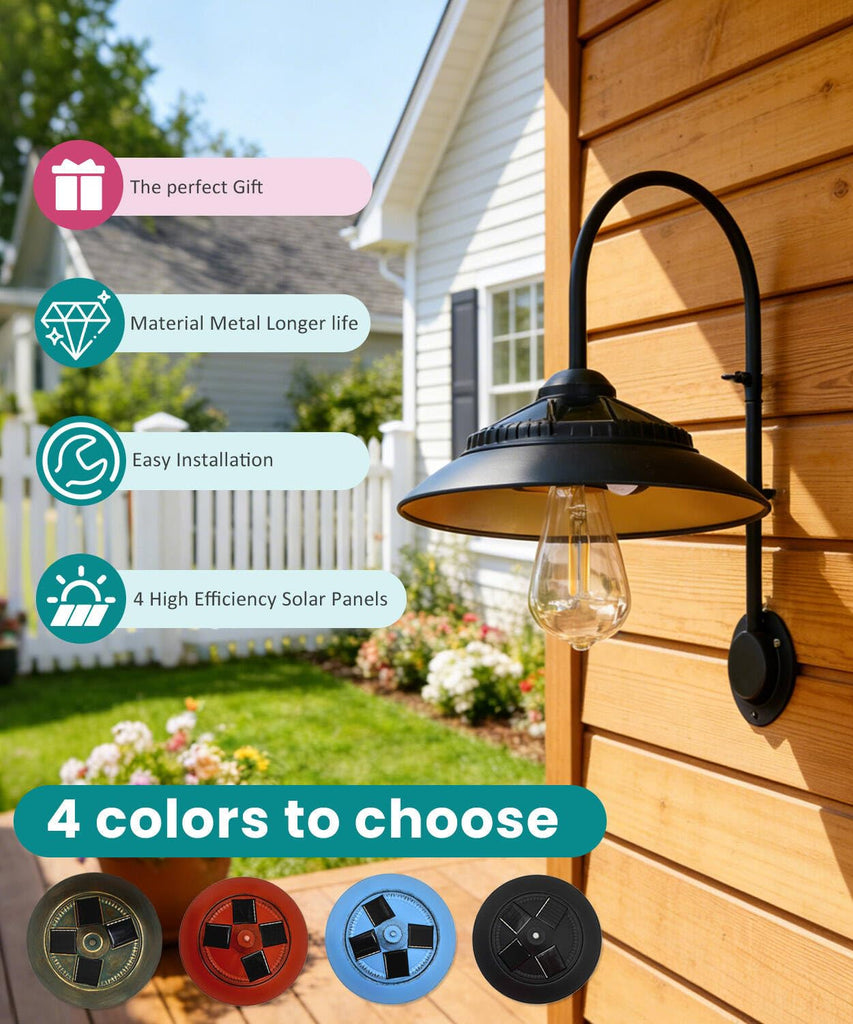 Solar Barn Lights with Motion Sensor for Outside - 2 Pack Black