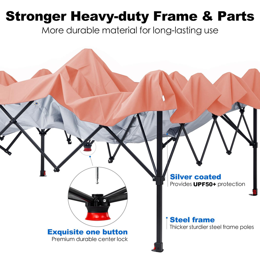 Pop Up Canopy Tent Outdoor Sidewall One Push (Ocher, 12X12)