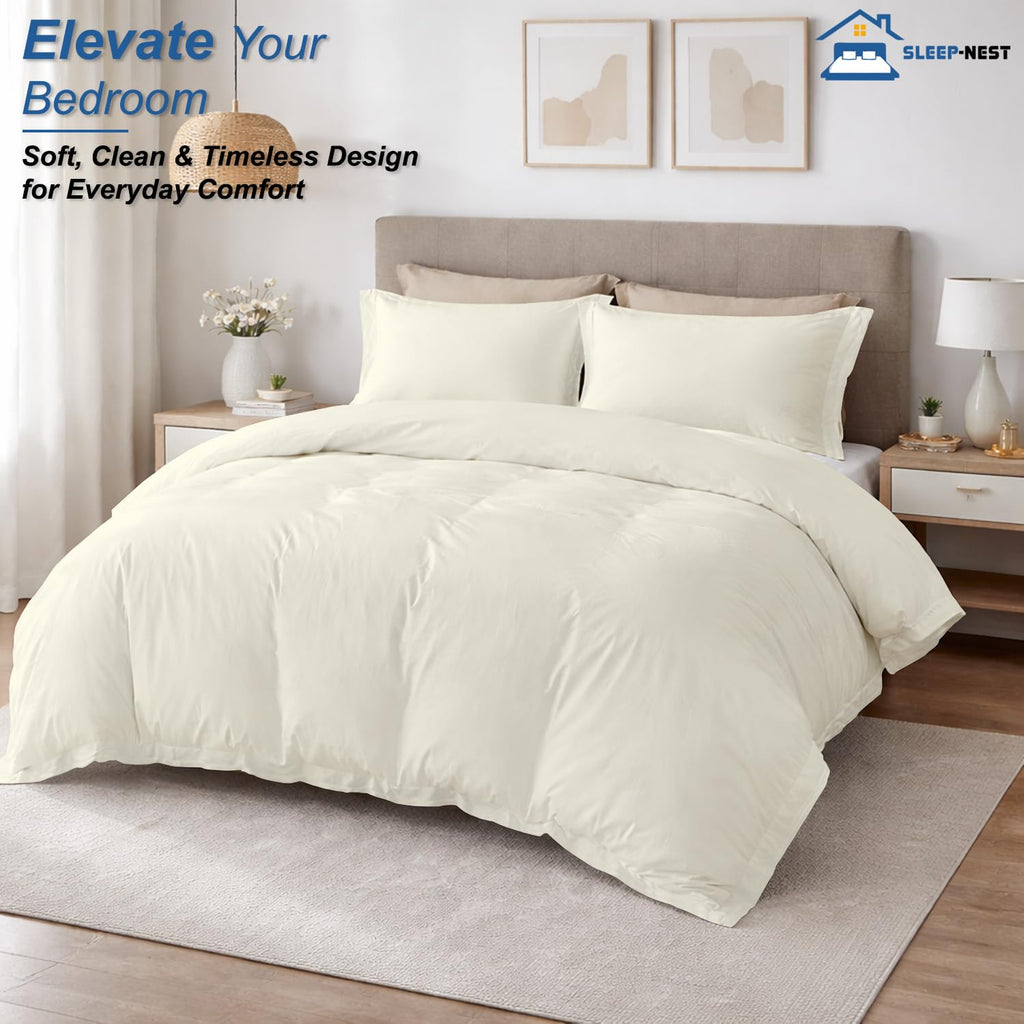 Alaskan King Duvet Cover Set - 132x120 Inch, 100% Egyptian Cotton, All Season Hotel Luxury 3-Piece Extra Large