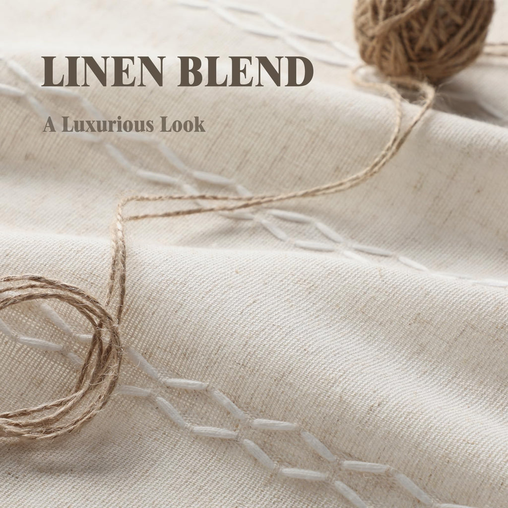 80% Boho Blackout Curtains 84 Inch Linen Blend Drapes 2 Panels