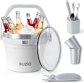 7.4 Qt/7 L Insulated Ice Bucket with Lid, Scoop, Tongs & Metal Cups