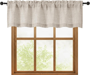 Linen Valances for Windows 1 Pcs, Light Filtering Textured Farmhouse Short Small Valance Curtains for Bathroom