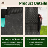 Patio Furniture Set 4 Pieces Outdoor Rattan Chair Wicker Sofa Garden Conversation Bistro Sets for Yard,Pool or Backyard,Blue Cushions A106-B0CKQSLDMX