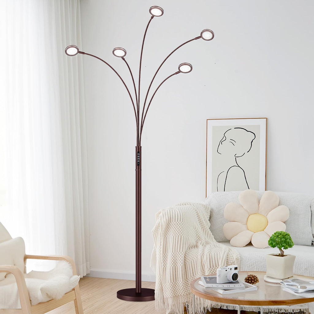 Inspired Arco Style LED Arc Floor Lamp with Remote, Dimmable Floor Lamp with Timer