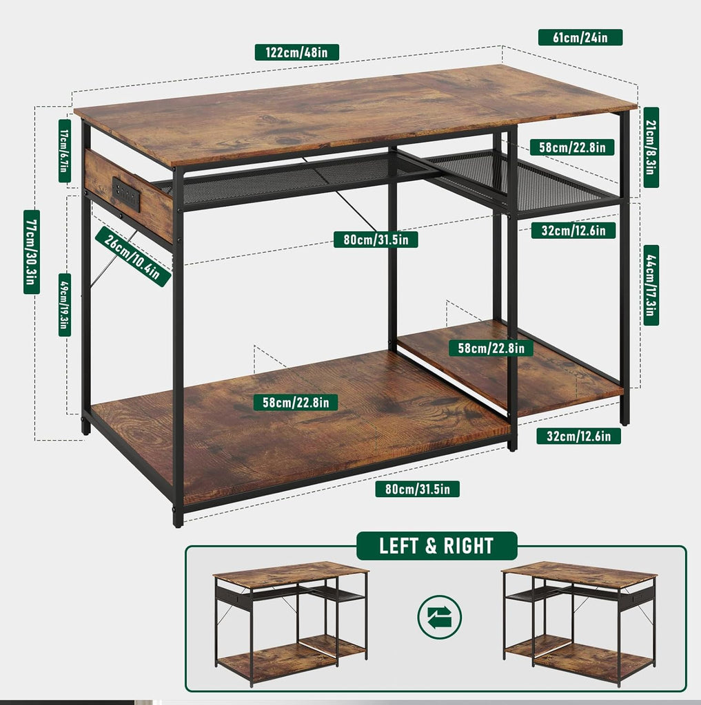 Reptile Tank Stand with Power Outlets, Tabletop Fits up to 120 Gallon Bearded Dragon Enclosure Stand, Double