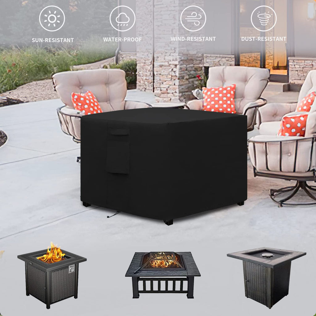 Outdoor Fire Pit Cover Square 36"Lx36"Wx24"H, Durable Outdoor Gas Firepit Cover, Waterproof and Weatherproof Cover