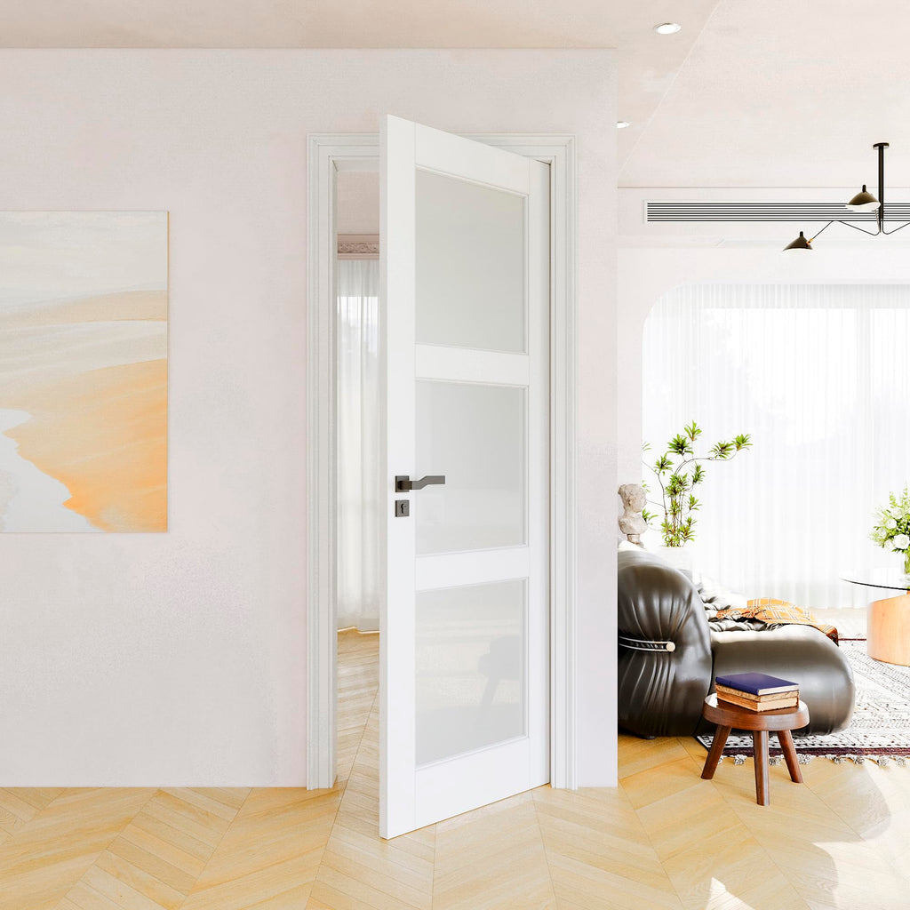 28 x 80 Slab Door, 3 Panel Glass Slab Door, Interior Doors Dining Room, Bedroom, Closet, Laundry Room, Bathroom