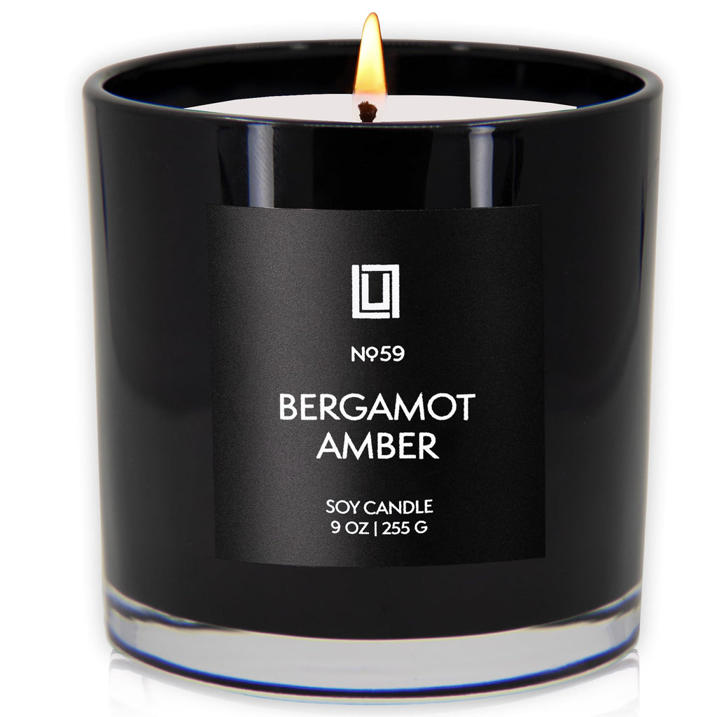 Bergamot & Amber Luxury Scented Soy Candle, 9 Oz