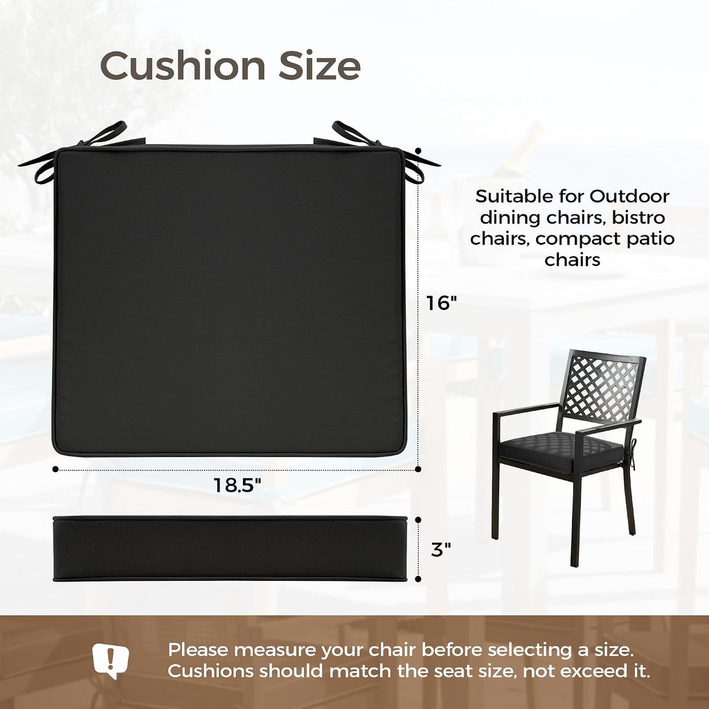 Outdoor Chair Cushions Set of 4, Water Resistant Patio Seat Cushions with Ties for Outdoor Furniture, High-Density