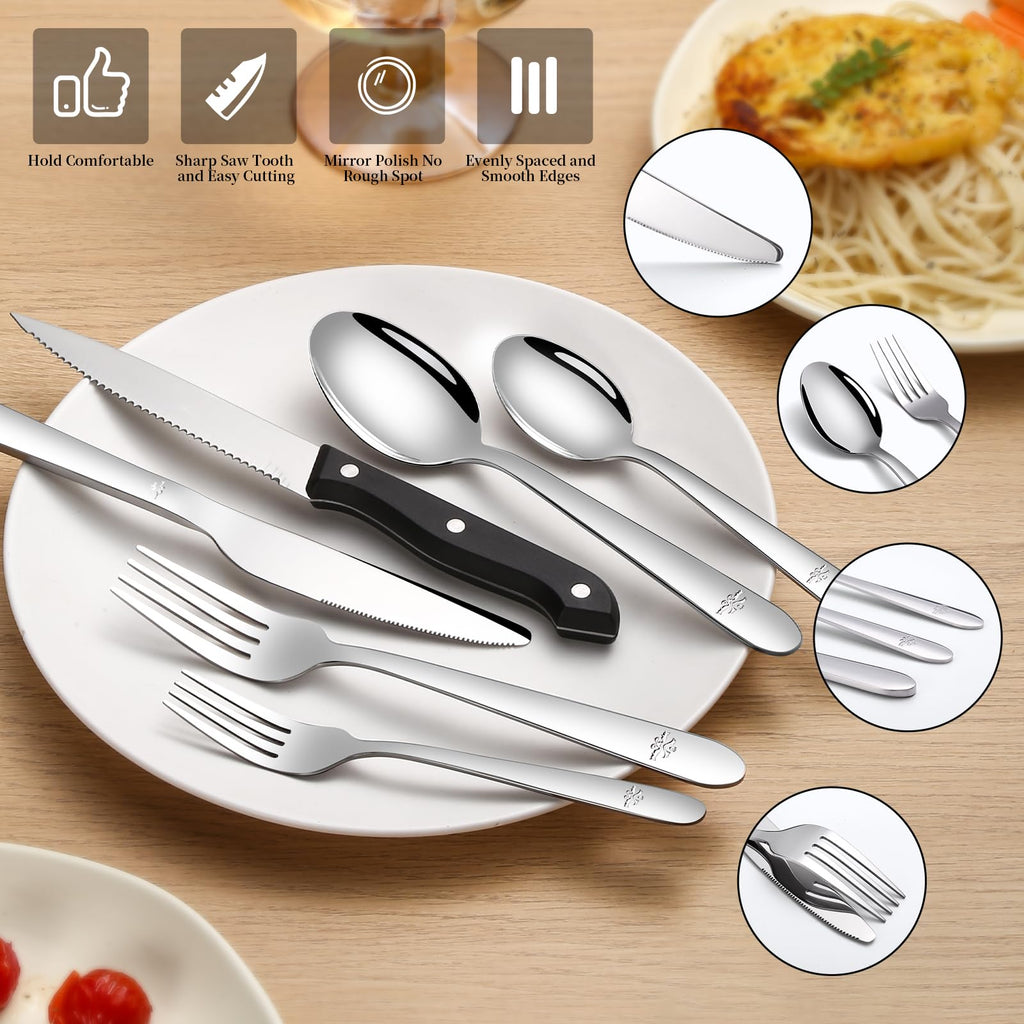 58 Piece Silverware Set, Premium Cutlery Set Service for 10