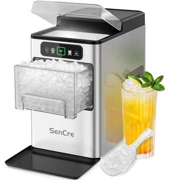 Nugget Ice Maker 40lbs/Day, Countertop Ice Maker Soft Chewable Ice, Ice Makers One-Click & Self-Cleaning, Crushed