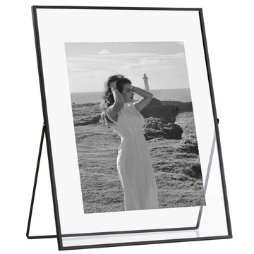 11x14 Floating Picture Frame, Real Glass Cover, Black, 1-Pack