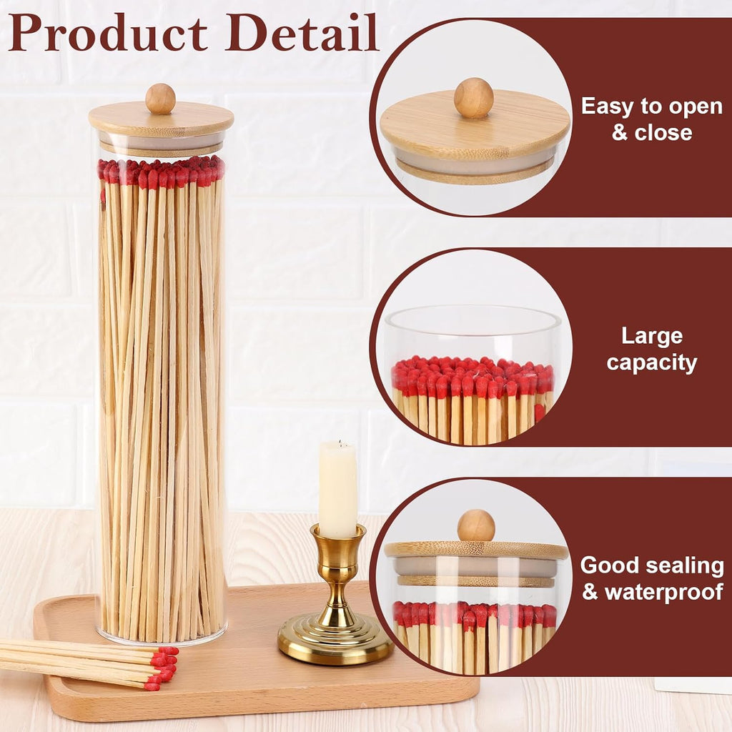 Acrylic 11 inch Long Matches Holder with Lid Sticker Farmhouse Match Holder for Fireplace Farmhouse Decor (No Include