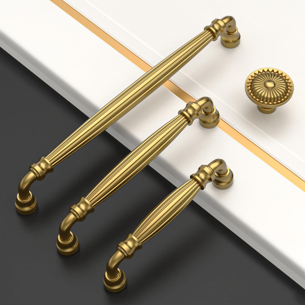 10 Pack Brushed Moderne Brass Kitchen Cabinet Knobs