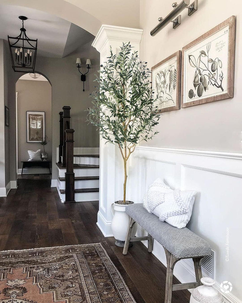 Artificial Olive Tree Tall Fake Potted Olive Silk Tree with Planter Large Faux Olive Branches and Fruits Artificial