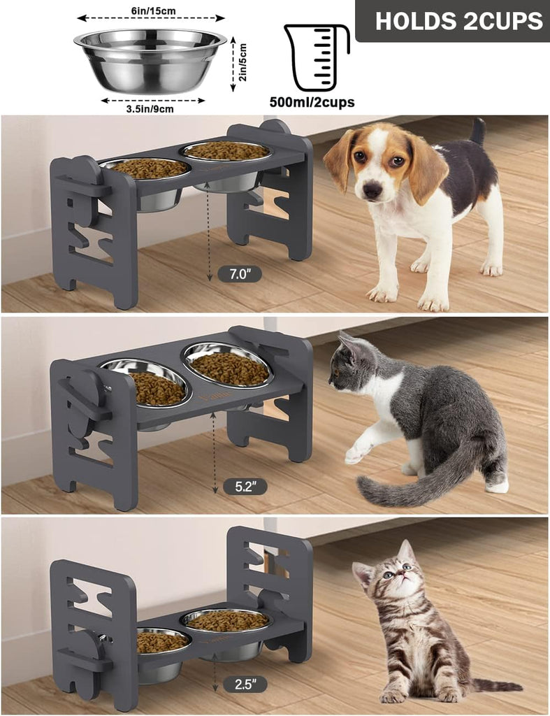 Elevated Dog Bowls, Raised Dog Bowl Stand Adjustable Small, Gray