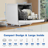 Portable Dishwasher Compact Dishwasher Countertop with Faucet & Manual Water Tank(5L) Modes Water Inlet