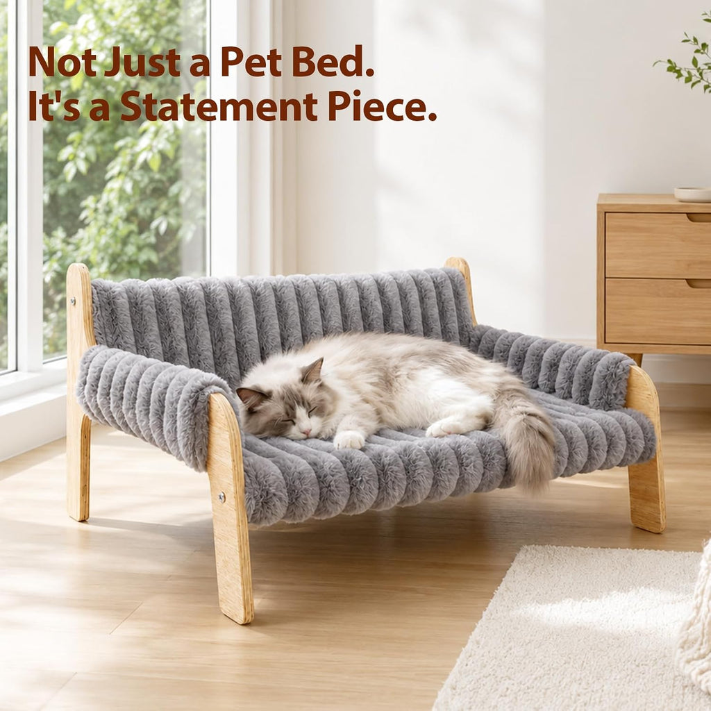 Elevated Cat Couch for Indoor Cats Wooden Cat Sofa for Kitty Puppy