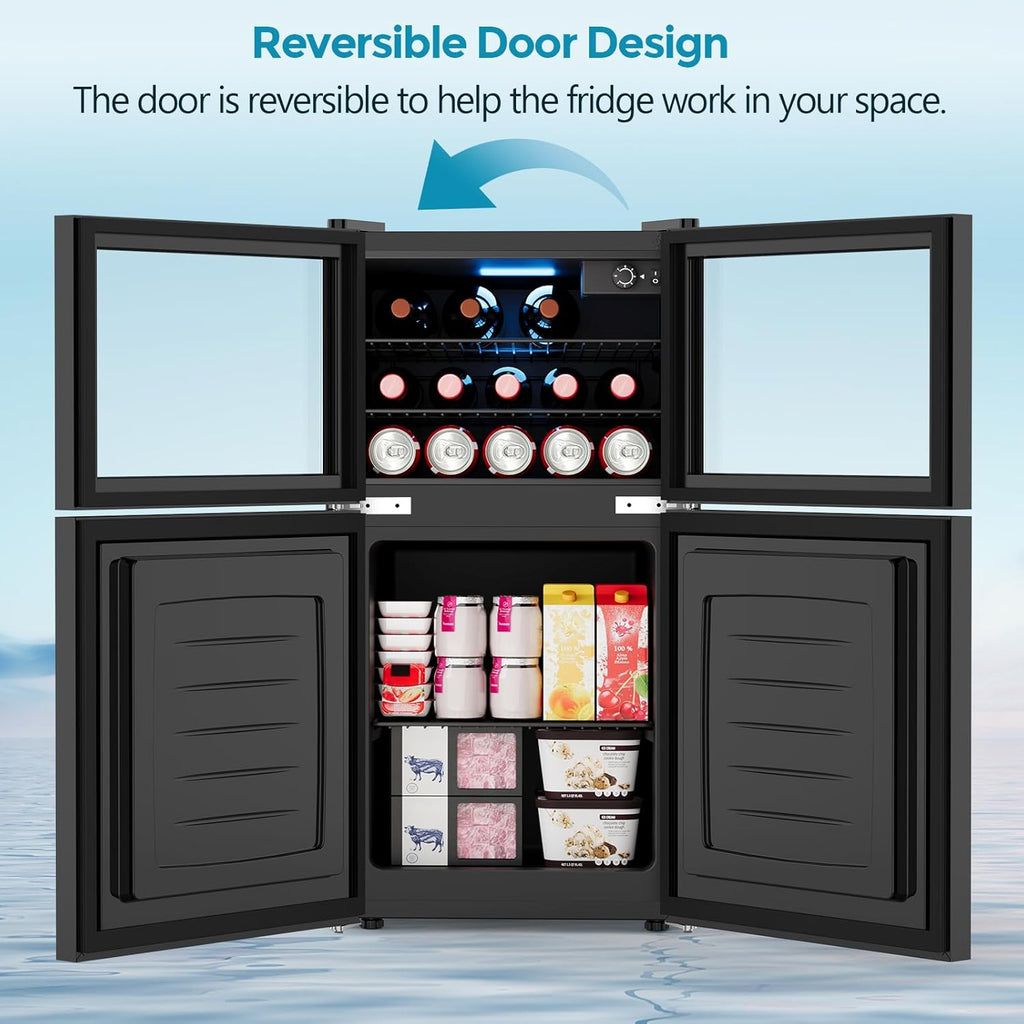 2.6 Cu.Ft Mini Fridge with Freezer, 2 Door Compact Refrigerator, Freestanding Be