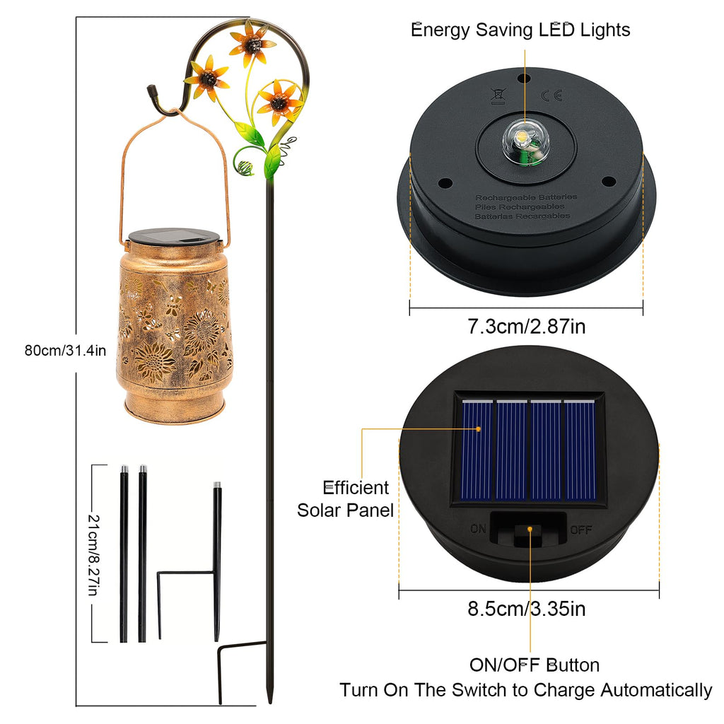 Sunflower Solar Lanterns Outdoor Waterproof, Birthday Gifts for Women Mom