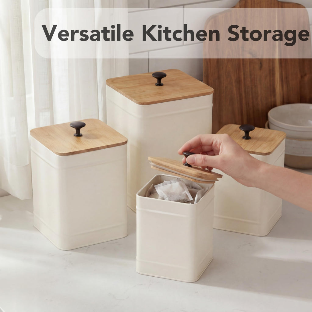 Kitchen Canisters, Airtight Canister Sets Counter, Kitchen Canisters for Countertop Set of 4, Coffee Tea Sugar Flour