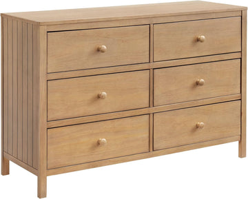 Everlee 6 Drawer Dresser, Honey Wood