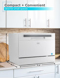 Countertop Dishwasher, Counter Dishwasher with 6 Wash Programs, 6-Place Setting Capacity, Stainless Steel Interior