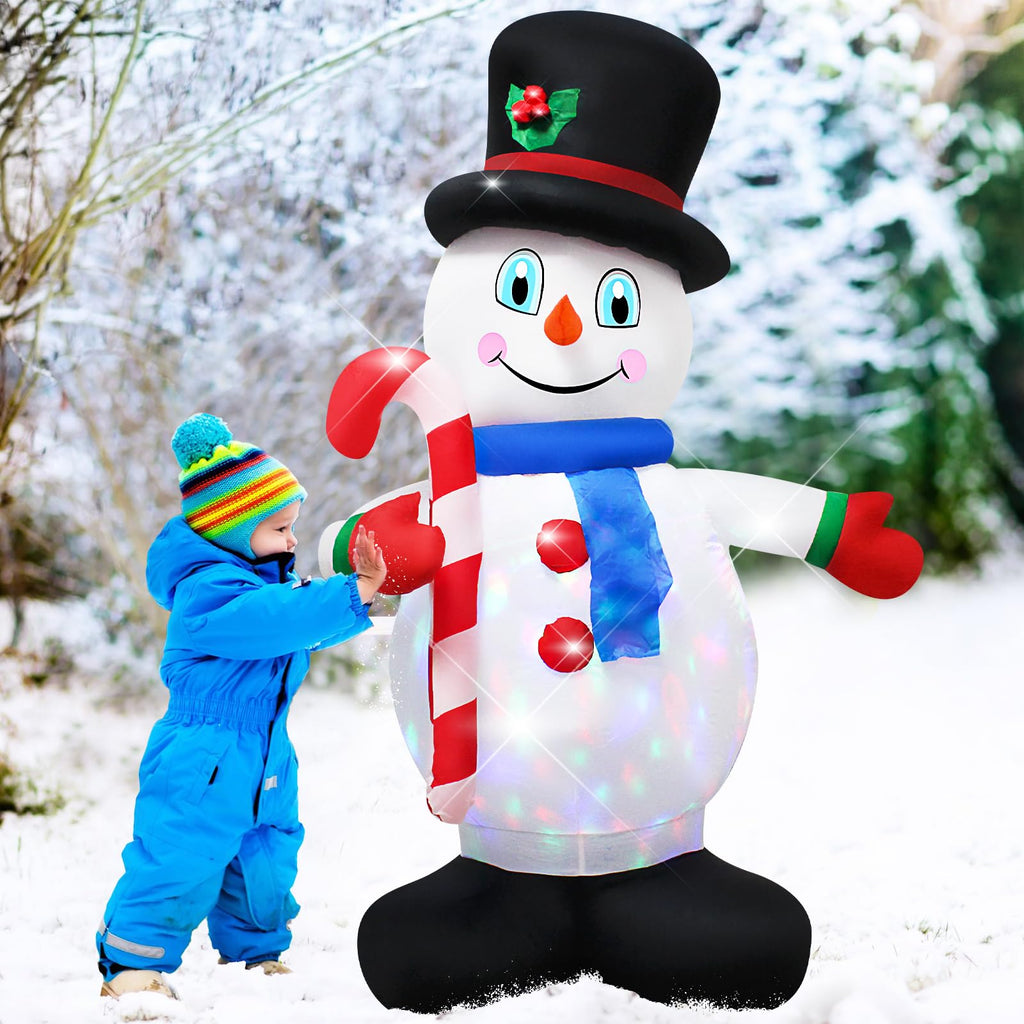5Ft Christmas Inflatable White Snowman with LED Lights Decoration