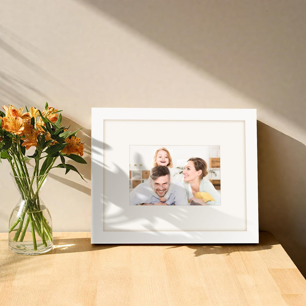 8x10 Picture Frames Solid Wood 4x6 Photo Frame with Mat White 2 Pack