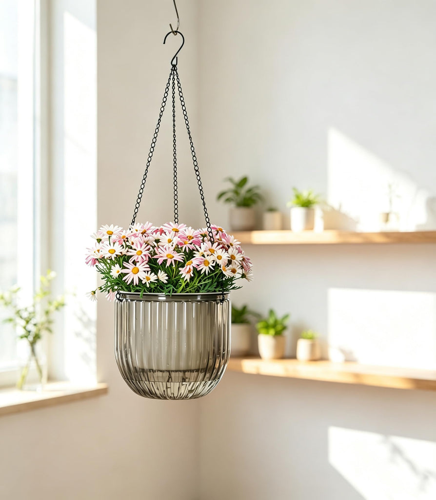 5.2/8.2 Inch 2 Pcs Self Watering Hanging Planter Indoor Plant Pots Drainage Holes, Outdoor Small Hanging Planters