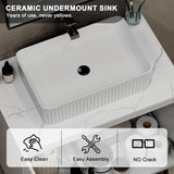 30" Bathroom Vanity, White Fluted Bathroom Vanity with Ceramic Sink and Countertop