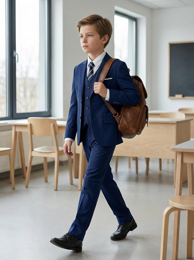 Boy's Suits for Kid Formal 5pcs Slim Fit Wedding Tuxedo Casual Suit Set